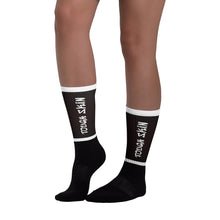 Load image into Gallery viewer, Unisex “Tough Skin” White on Black SockZ