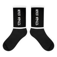 Load image into Gallery viewer, Unisex “Tough Skin” White on Black SockZ